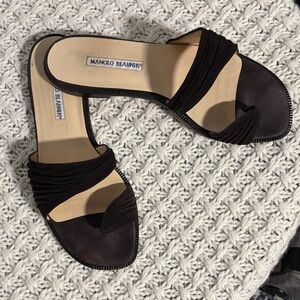 Manolo Tibo Sandals, Brown Suede
